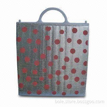 Aluminum Foil Cooler Bags with Rigid Handle, Full Dot Print Pattern, Large Size and Lightweight